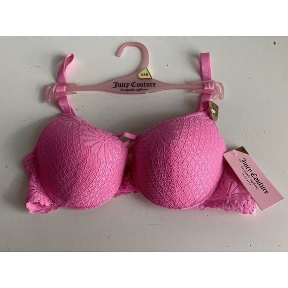 Juicy Couture Sexy Extreme Push Up Bra Size 34B Pink Strawberry JC5250AW NEW - Picture 1 of 10